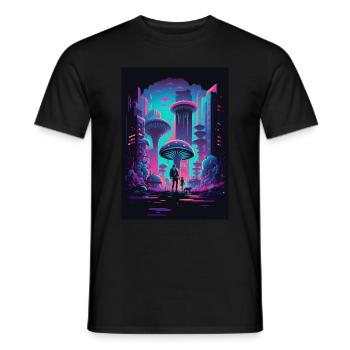 Pilz Neon Vaporwave Natur Technocrat Hacker Techie - Männer T-Shirt - Schwarz - Vorne - AI Model Male 178 light (178cm)