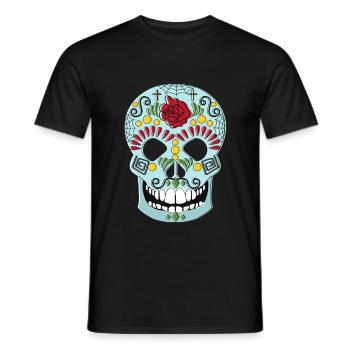 MEXIKANISCHER TOTENKOPF - Männer T-Shirt - Schwarz - Vorne - AI Model Male 178 light (178cm)