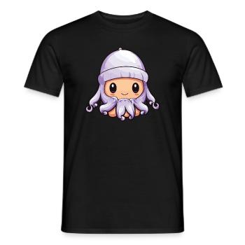 Octopus Bande dessinée de poulpe d’hiver - T-shirt homme - noir - Devant - AI Model Male 178 light (178cm)