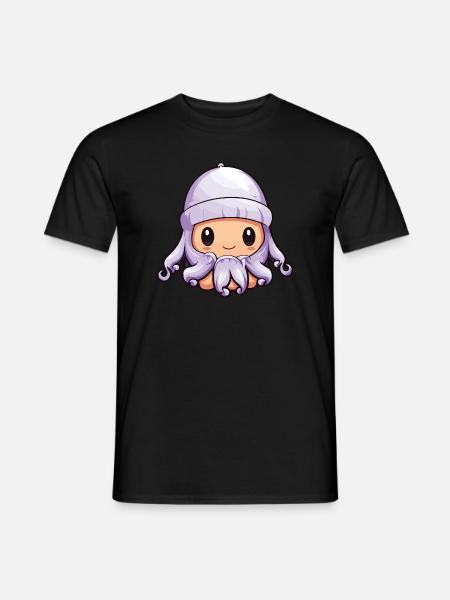 Octopus Winter Octopus Comic - Men's T-Shirt - black