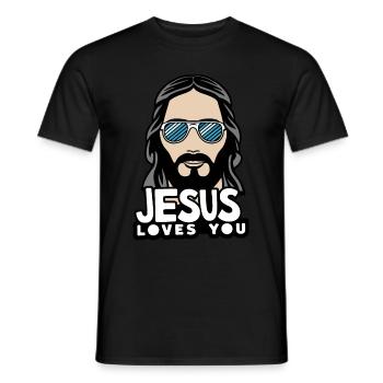 Jésus t’aime - Cooles Jesus Design - T-shirt homme - noir - Devant - AI Model Male 178 light (178cm)