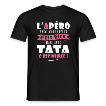 Tata Cadeau Humour cadeau tatie soeur tata - T-shirt homme - noir - Devant - AI Model Male 178 light (178cm)