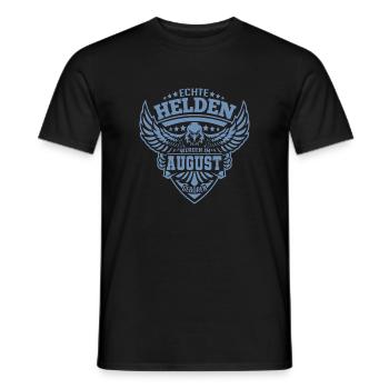Echte Helden wurden im August geboren - Männer T-Shirt - Schwarz - Vorne - AI Model Male 178 light (178cm)