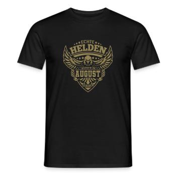 Echte Helden wurden im August geboren - Männer T-Shirt - Schwarz - Vorne - AI Model Male 178 light (178cm)