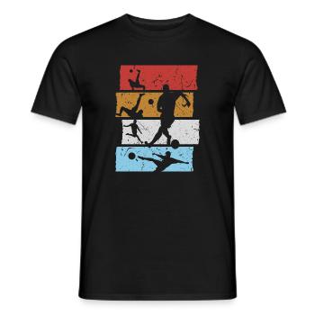 Fußball T-Shirt Retro Vintage Fußballspieler - Männer T-Shirt - Schwarz - Vorne - AI Model Male 178 light (178cm)