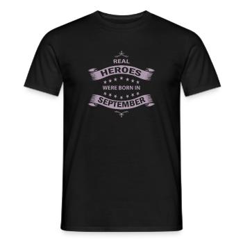 Les vrais héros naissent en septembre - T-shirt homme - noir - Devant - AI Model Male 178 light (178cm)