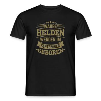 Wahre Helden werden im September geboren - Männer T-Shirt - Schwarz - Vorne - AI Model Male 178 light (178cm)