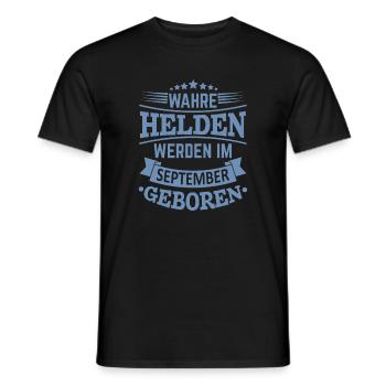Wahre Helden werden im September geboren - Männer T-Shirt - Schwarz - Vorne - AI Model Male 178 light (178cm)