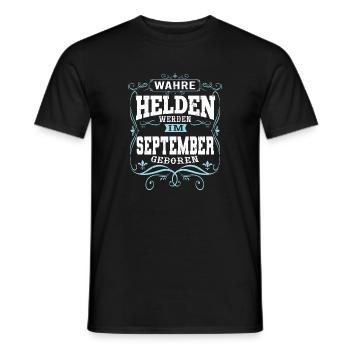 Wahre Helden werden im September geboren - Männer T-Shirt - Schwarz - Vorne - AI Model Male 178 light (178cm)