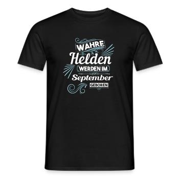 wahre Helden werden im september geboren - Männer T-Shirt - Schwarz - Vorne - AI Model Male 178 light (178cm)