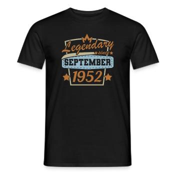 Legendarisch sinds september 1952 Retro Birthday - Heren T-shirt - zwart - Voor - AI Model Male 178 light (178cm)