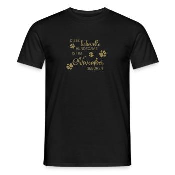 Liebevolle Hundedame ist im November geboren - Männer T-Shirt - Schwarz - Vorne - AI Model Male 178 light (178cm)