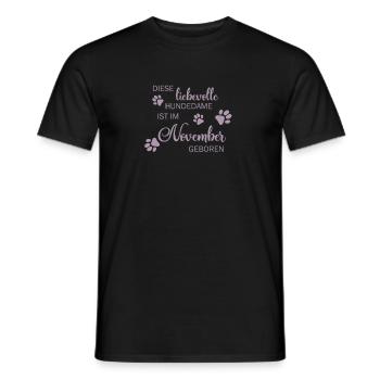 Liebevolle Hundedame ist im November geboren - Männer T-Shirt - Schwarz - Vorne - AI Model Male 178 light (178cm)