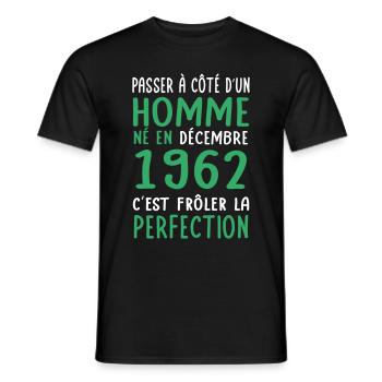 Anniversaire 60 ans - Né en Décembre 1962 - T-shirt homme - noir - Devant - AI Model Male 178 light (178cm)