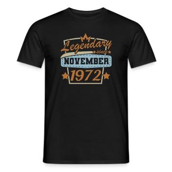 Legendär seit November 1972 Retro Sprüche 50. - Männer T-Shirt - Schwarz - Vorne - AI Model Male 178 light (178cm)