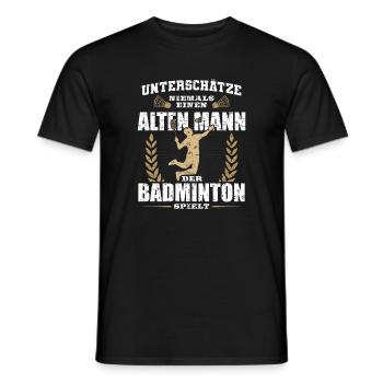 Alter Mann der Badminton spielt - Männer T-Shirt - Schwarz - Vorne - AI Model Male 178 light (178cm)