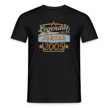 Legendär seit Januar 2005 Geburtstag Sprüche 18 - Männer T-Shirt - Schwarz - Vorne - AI Model Male 178 light (178cm)