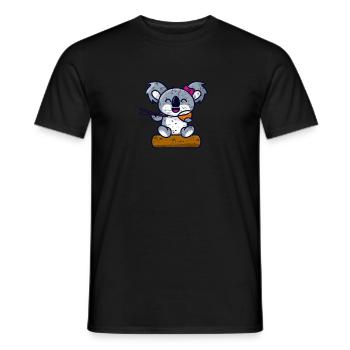 süßer Koala Bär Mädchen isst Nudeln mit Stäbchen - Männer T-Shirt - Schwarz - Vorne - AI Model Male 178 light (178cm)
