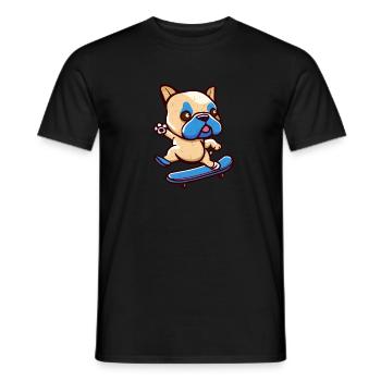 Cute Pug Dog with Skateboard - Men's T-Shirt - black - Front - AI Model Male 178 light (178cm)