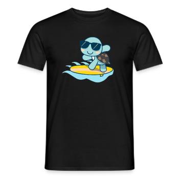 Süße Schildkröte mit Sonnenbrille auf Surfbrett - Männer T-Shirt - Schwarz - Vorne - AI Model Male 178 light (178cm)