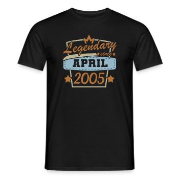Design vintage pour l’anniversaire en avril 2005 - T-shirt homme - noir - Devant - AI Model Male 178 light (178cm)
