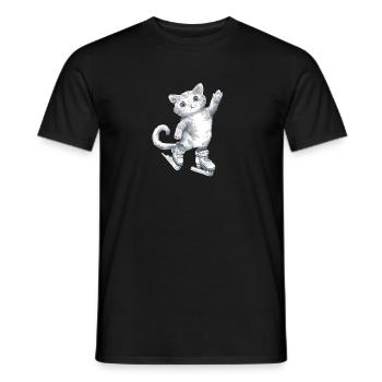 Dessin de chat sur patins - T-shirt homme - noir - Devant - AI Model Male 178 light (178cm)