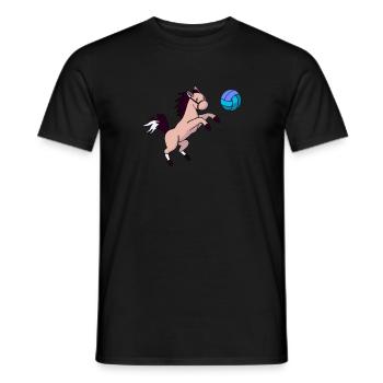 Cheval mignon jouant au volley-ball et au jumping grunge - T-shirt homme - noir - Devant - AI Model Male 178 light (178cm)