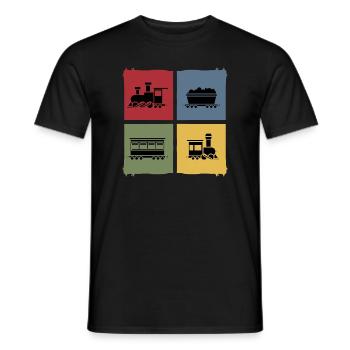 Modeleisenbahn Zug Eisenbahn retro-Lok - Männer T-Shirt - Schwarz - Vorne - AI Model Male 178 light (178cm)