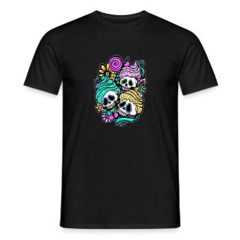 Cupcake Skulls. Dias de los Muertos. Tag der Toten - Männer T-Shirt - Schwarz - Vorne - AI Model Male 178 light (178cm)