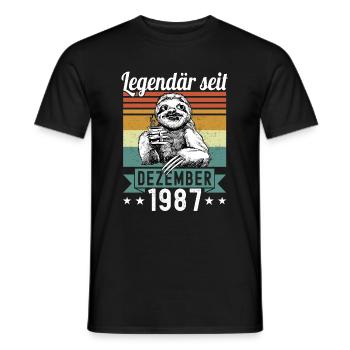 Faultier Legendär seit Dezember 1987 Geburtstag - Männer T-Shirt - Schwarz - Vorne - AI Model Male 178 light (178cm)
