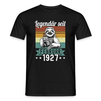 Faultier Legendär seit Februar 1927 Geburtstag - Männer T-Shirt - Schwarz - Vorne - AI Model Male 178 light (178cm)