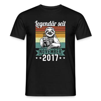 Faultier Legendär seit November 2017 Geburtstag - Männer T-Shirt - Schwarz - Vorne - AI Model Male 178 light (178cm)