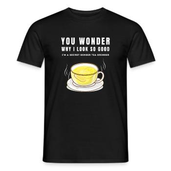 I'M A SECRET GINGER TEA DRINKER Ingwertee Ingwer - Men's T-Shirt - black - Front - AI Model Male 178 light (178cm)