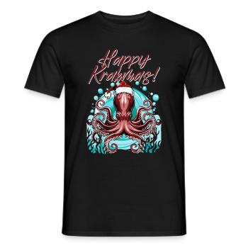 Frohe Krakmas! (Weihnachts-Oktopus) - Männer T-Shirt - Schwarz - Vorne - AI Model Male 178 light (178cm)