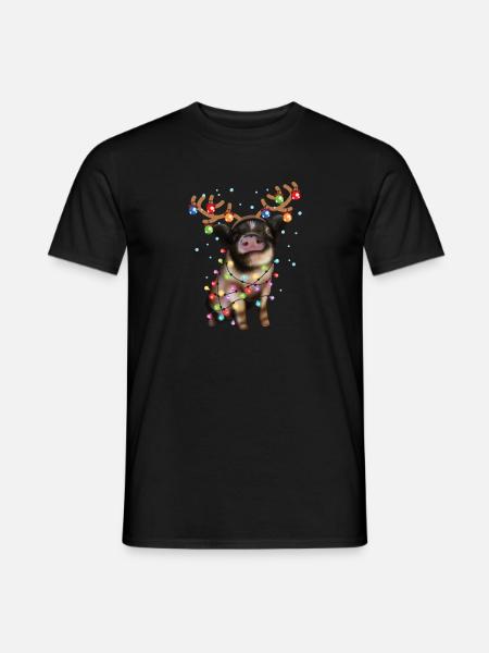 Christmas Piggie - Cute Piggy Xmas Holiday Pig - Men's T-Shirt - black