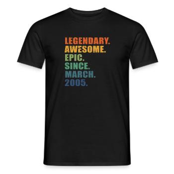 18. Geburtstag, März 2005, 18-jähriges Jubiläum - Männer T-Shirt - Schwarz - Vorne - AI Model Male 178 light (178cm)