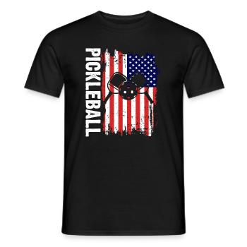 American Flag Pickleball Lover Paddle - Männer T-Shirt - Schwarz - Vorne - AI Model Male 178 light (178cm)
