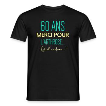 60 ans anniversaire - T-shirt homme - noir - Devant - AI Model Male 178 light (178cm)