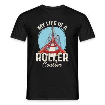 Amusement park design for a roller coaster fan - Men's T-Shirt - black - Front - AI Model Male 178 light (178cm)