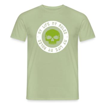 Crâne hors-la-loi - T-shirt homme - vert sauge - Devant - AI Model Male 178 light (178cm)