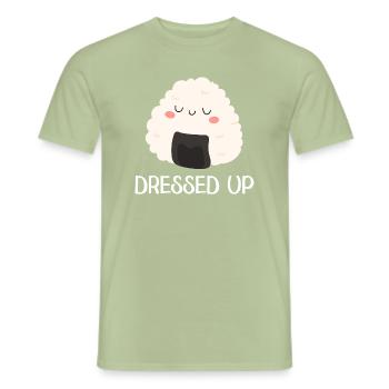 Dressed Up - Niedliches Onigiri - Männer T-Shirt - Sage - Vorne - AI Model Male 178 light (178cm)