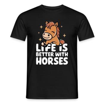 Pferd Pferde Reiten Pferdereiten Sprungreiten - Männer T-Shirt - Schwarz - Vorne - AI Model Male 178 light (178cm)
