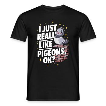 Pigeon Pigeons Animal Bird - Men's T-Shirt - black - Front - AI Model Male 178 light (178cm)