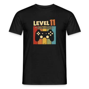 LEVEL 11 UNLOCKED GAMING GAMER BIRTHDAY GIFT - Men's T-Shirt - black - Front - AI Model Male 178 light (178cm)