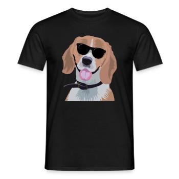 beagle wearing sunglasses - Men's T-Shirt - black - Front - AI Model Male 178 light (178cm)