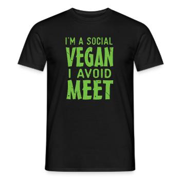 I'm a Social Vegan I avoid meet - Men's T-Shirt - black - Front - AI Model Male 178 light (178cm)
