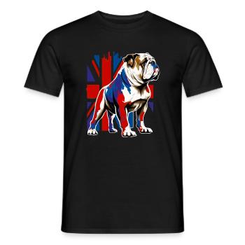 Britische Bulldogge mit Union Jack Flagge Illustration - Männer T-Shirt - Schwarz - Vorne - AI Model Male 178 light (178cm)