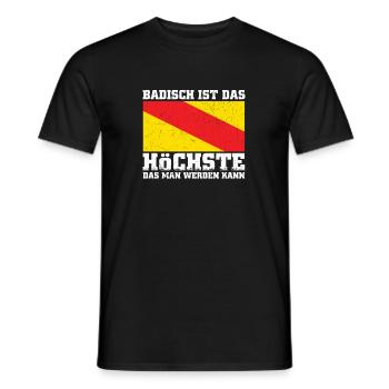 Badische Flagge | Badener Baden Badner Geschenke - Männer T-Shirt - Schwarz - Vorne - AI Model Male 178 light (178cm)