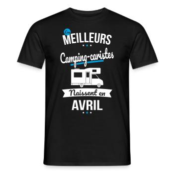 Les meilleurs camping-caristes naissent en Avril - T-shirt homme - noir - Devant - AI Model Male 178 light (178cm)