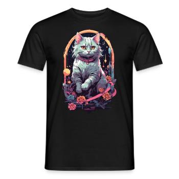 Gothic Pastel Cat Design for E-Girls - Men's T-Shirt - black - Front - AI Model Male 178 light (178cm)